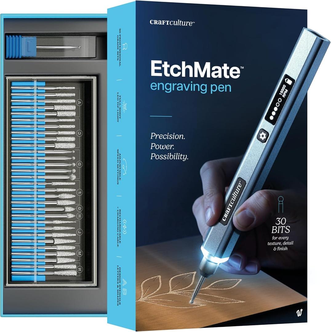 EtchMate Engraving Pen for Metal, Wood, Glass, Plastic & All Materials - Cool Birthday Gift Ideas - Engraver Pen Tool - Teen Boy Gifts - Unique Gifts for Women, Teenage Girl - Craft Kits for Adults