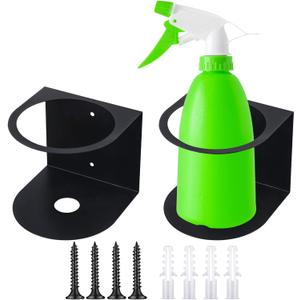 Gerrii 2 Pcs Spray Bottle Holder Brushed Stainless Steel Storage Rack Home Garage Solid Spray Can Holder Easy Install Wall Mount Craft Workspace Paint Bottle Rack with Hardware (Black)