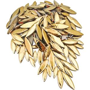 500g/1.1lb Willow Leaf Petal Shape Ceramic Mosaic,Irregular Mosaic Pieces for Home Decoration or DIY Crafts,Mosaic Making Supplies. (Gold)