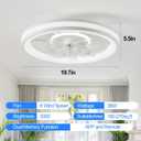 Modern Ceiling Fan with Light,19.7'' White Small Low Profile Ceiling Fans with APP & Remote Control Dimmable LED,No Assembly,6 Speed,Quiet Reversible DC Motor Fandelier for Bedroom Kitchen