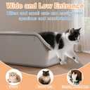 Cat Litter Box with High Sides Anti-Splashing for Indoor Cats Low Entry Kitty Litter Boxes (Grey)