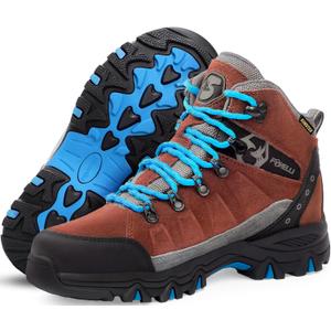 Foxelli Womens Hiking Boots - Waterproof Lightweight & Breathable Suede Leather (8, Brown)