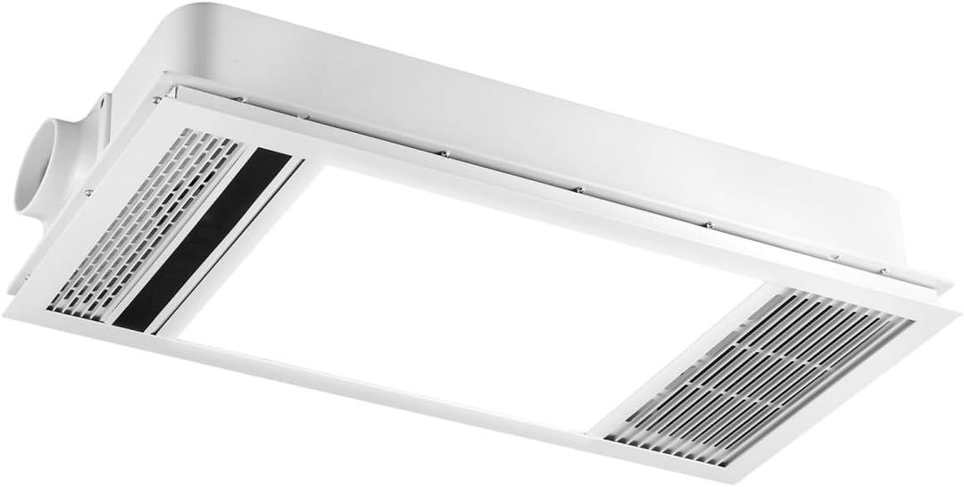 Bathroom Exhaust Fan with Heater and Ventilation Cycle LED Light Combo, Dual Motor Bathroom Fan 2400 Watt Heater, 160 cfm, White