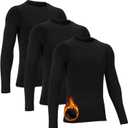 Suhine 3 Pcs 5-14Y Youth Boys Thermal Compression Shirts Fleece Athletic Baselayer Long Sleeve Soccer Baseball Undershirt (Large, Black)