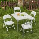 KAIHAOWIN Square Folding Table Vinyl Upholstery Card Table Dining Party Table with Collapsible Legs Portable for Indoor Outdoor-White