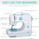 Mini Sewing Machine for Beginners, Portable with Dual Speed, 12 Stitches, Foot Pedal and Accessories Kit for Home Quick Repairs DIY Crafts & Gift, Blue