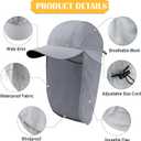 Mens Sun Hat with Breathable Mesh Sun Hats for Men Sun Protection Fishing Hat with Neck Flap for Hiking Cycling (Gray)