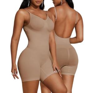 Paukee Women's Backless Shapewear Bodysuit Tummy control Shorts Seamless Body Shaper Light Body Sculpting. Size L