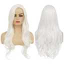 Long Curly Wavy White Wigs for Women Side Part Natural Looking Cosplay Synthetic Heat Resistant Replacement Wig