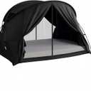 Black Privacy Sleep Indoor Full Size Bed Tent for Adults Kids, Foldable Blackout 90% Canopy Tents with Breathable Mesh Windows and Net Doors Curtains