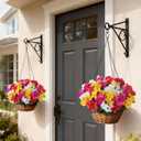 8 Bundles Artificial Flowers for Front Door, Fake Silk Azalea Bouquet Silk Flowers for Outside UV Resistant Realistic Faux Plants for Planter Farmhouse Patio Garden Walkways Home Decor (Mixed Color)