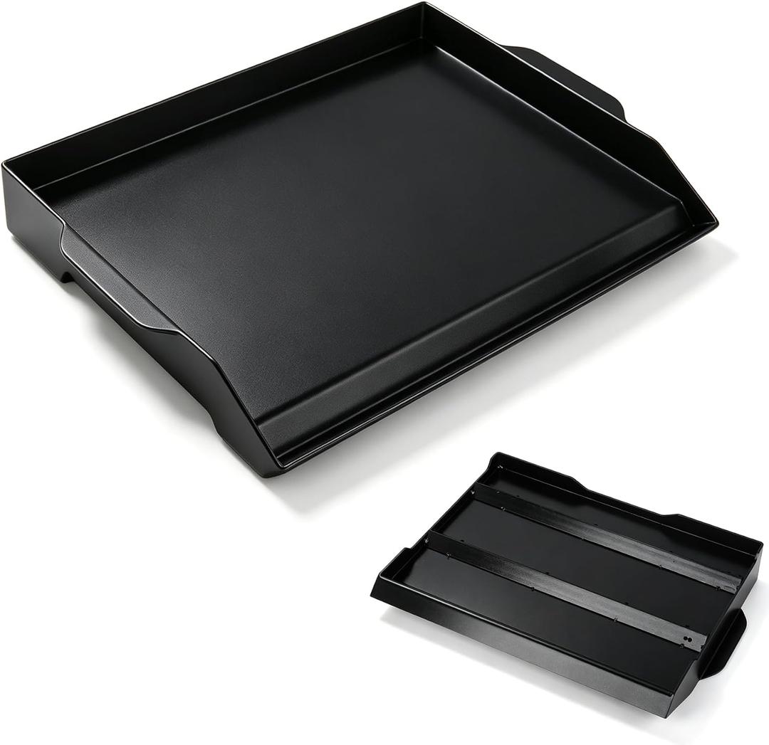 Upgraded 19"x13" Ceramic Coated Cast Iron Griddle, 2.56" High Sidewalls, Portable Natural Nonstick Flat Top with Dual Handles, Universal for Gas Grill & Camping Stove