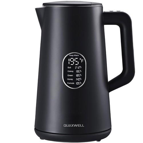1.5L Electric Kettle Stainless Steel, Double Wall Cool Touch Teapot, Fast Boil,5 Temperature Control, LED Display, Auto ShutOff,Keep Warm Function,Black