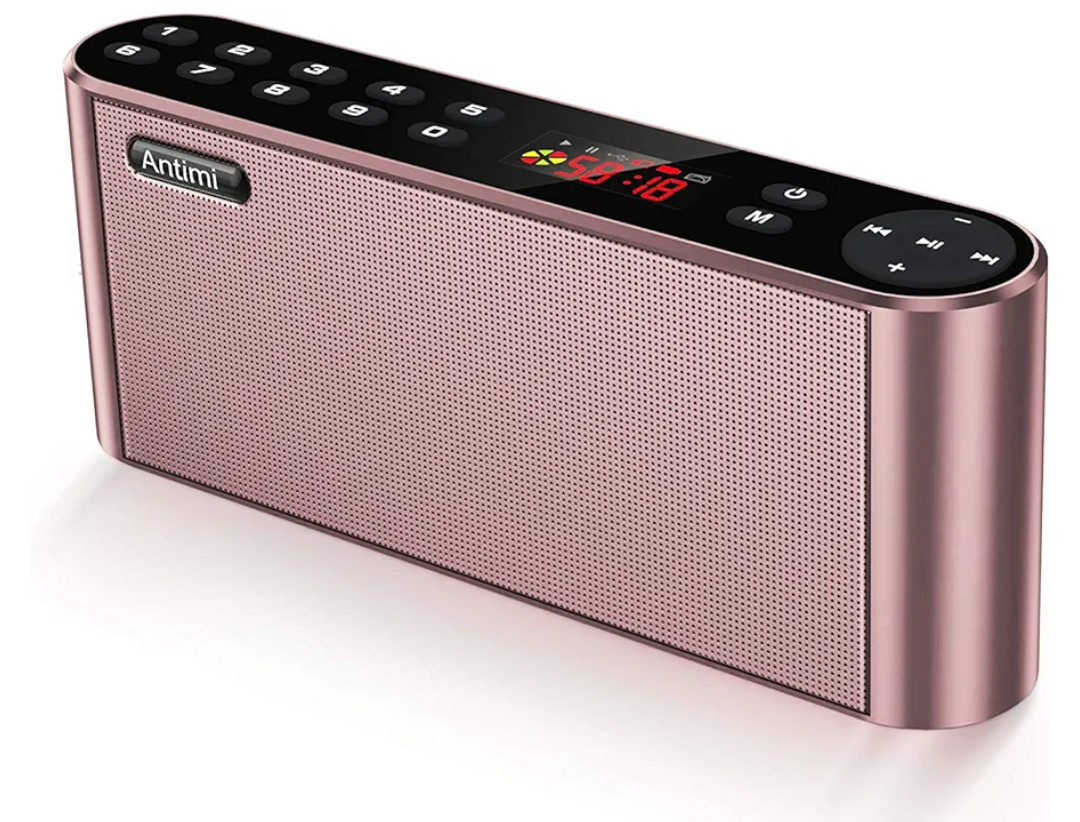 Antimi Bluetooth Speaker,FM Radio Player,MP3 Player Stereo Portable Wireless Speaker Drivers with HD Sound, Built-in Microphone, High Definition Audio and Enhanced Bass(Black) (Pink)
