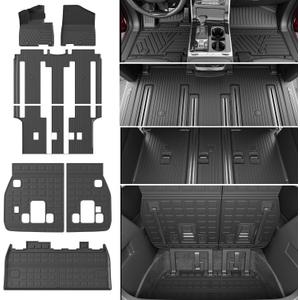powoq Fuel 8 Seats Floor Mat Compatible with 2022-2026 Kia Carnival Cargo Mat Non-Hybrid&Prestige Trunk Liner TPE Cargo Floor Liner Replacement for 2022-2026 Kia Carnival Accessories