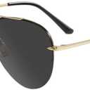 TIJN Retro Oversized Avaitor Polarized Sunglasses for Women Men, Vintage Shades Classic Metal Sun Glasses, Vega