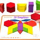 Activities for Dementia Patients, 80 Pieces Wooden Tangrams Puzzle Game for Seniors, Colorful Shape Pattern Alzheimers Products for Elderly, Tile Matching Board Memory Cognitive Gifts