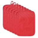 R HORSE 6Pcs Christmas Red Pot Holders with Pocket for Kitchen Cotton Pocket Pot Holder Set Heat Resistant Potholder Terry Coaster Oven Mitts Hot Pads Trivet for Baking Cooking 7''x9''
