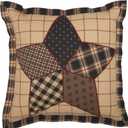 VHC Brands, Bingham Star, Cotton, 10x10, Star Patch Pillow, Black