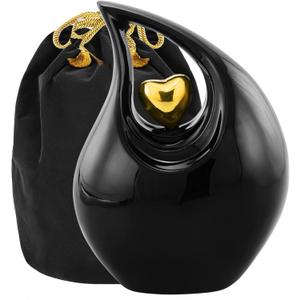Heart of Love Cremation Urn for Human Ashes  Beautiful Memorial ERN for Adult  Decorative ERN for Loved Ones  Funeral Urn for Burial or Display (Black Gold, Adult)