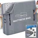 Mattress Bags for Moving and Storage, BETU Twin Mattress Protector Waterproof Mattress Cover with 8 Heavy Duty Handles and Zipper Extra Thick Moving Supplies for Dorm Bed Reusable (77x42x13.5 Grey)