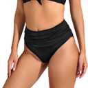 COCOPEAR Women's High Waisted Full Coverage Bikini Bottom Ruched Bathing Suit Bottoms for Women Tummy Control Swim Bottoms