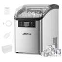 Countertop Ice Maker, 45Lbs/Day Clear Ice Cube Maker with Self-Priming Water Supply, 24 Cubes Ready in 13 Mins, 6 Ice Thickness Levels, Stainless Steel Ice Maker Machine for Home Kitchen Office Bar
