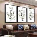 Large Framed Botanical Wall Art - Eucalyptus Leaf Wall Decor 16"x24" Set of 3 Taupe Simple Life Painting Prints Minimalist Farmhouse Plant Canvas Pictures for Living Room Bedroom Office Artwork