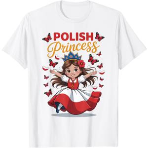 Polish Princess Cute Girl with Crown for Girls T-Shirt, White, 4T