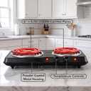 OVENTE Electric Double Burner, 1700W Coil Hot Plate, Black BGC102B
