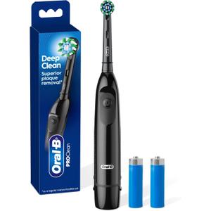 Oral-B Pro 100 CrossAction, Battery Powered Toothbrush, Black, 1 Count (Pack of 1)