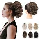 REECHO Ponytail Extension, 9" Short Curly Wavy Claw Clip Pony tails Hair Extensions HP001 Hairpieces for Women - Ginger Brown