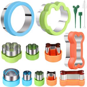 Dog Bone Cookie Cutter set - 4 Dog Bone 4 Footprint 3 Round Biscuit Cutters Sandwiches Cutter Set Different Sizes Mini Small Medium Big
