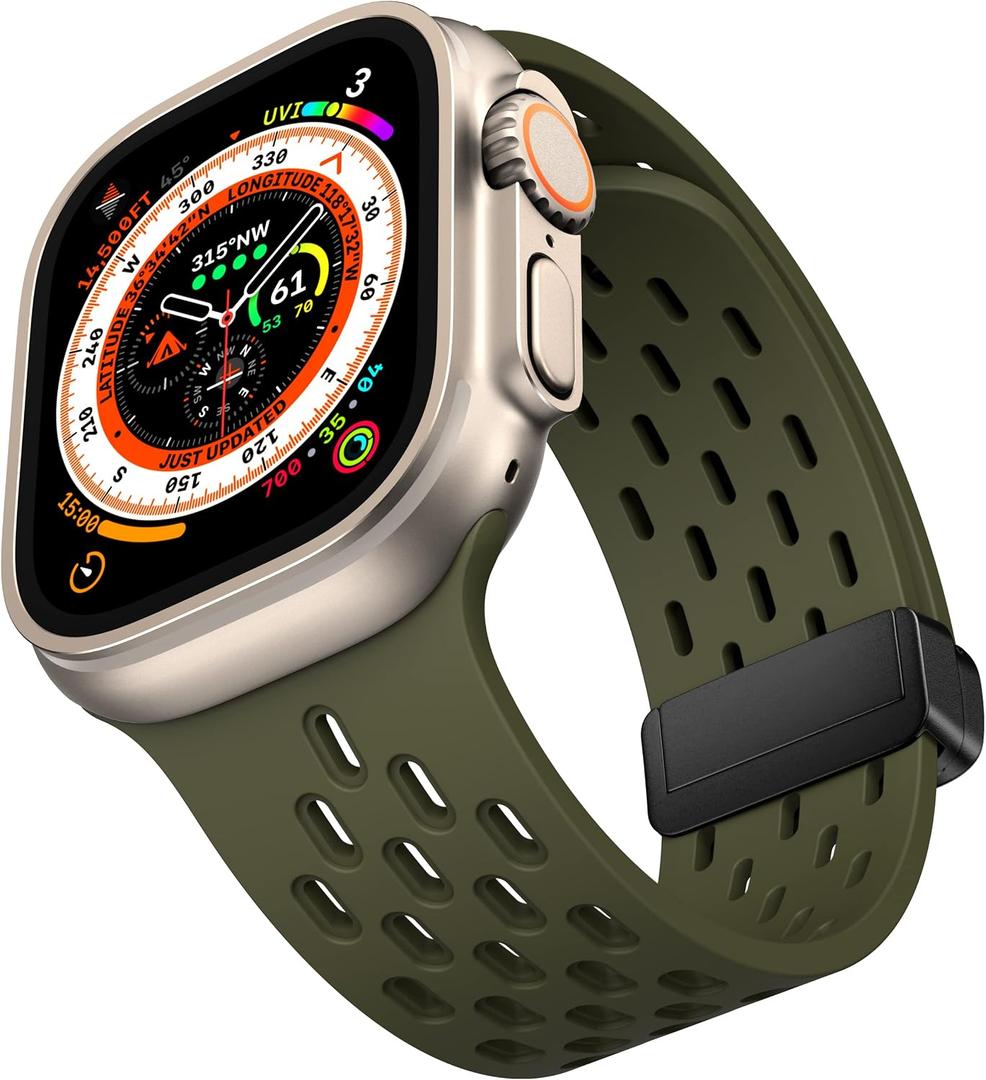 Magnetic Anti Sweat Sport Band/Strap for Apple Watch, Waterproof Breathable Silicone Correas. Para Compatible with iWatch Ultra SE Series11/10/9/8/7/6/5/4/3/2/1, Women Men, 42mm 44mm 45mm 46mm 49mm