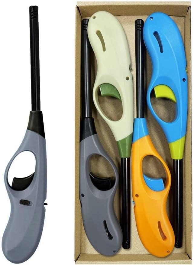 Butane Lighter, 4pcs Refillable Long Flame Lighter for BBQ Candle(No Butane Inside)