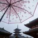 Clear Folding Umbrella 11-Inch, Compact Transparent with Pink Cherry Blossom Design, Windproof for Rainy Days, Suitable for Daily Outdoor Use for Men & Women