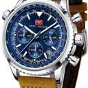 AIMES Mens Watches for Men Casual Chronograph Waterproof Sport Military Watch Analog Quartz Movement Stylish Luxury Dress Wrist Watch Elegant Gift Watch for Men (A2-brown blue)