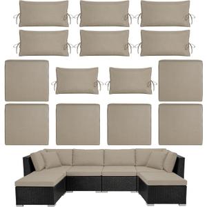 14pcs Outdoor Patio Furniture Cushion Covers, Waterproof & Sun-Resistant Zippered,Fit for Patio Furniture Sectional Sofas and Wicker Rocking Chairs,3 Sizes,Sand,Covers Only