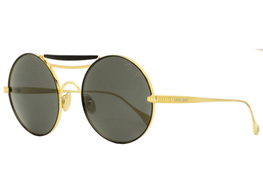 Roberto Cavalli Round Sunglasses RC1137 30A Black/Gold 58mm 1137
