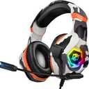 Ozeino Gaming Headset for PC, Ps4, Ps5, Xbox Headset with 7.1 Surround Sound, Gaming Headphones with Noise Cancelling Mic RGB Light Over Ear Headphones for Xbox Series X/S, Switch-Camo