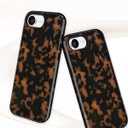 Jusy Compatible with MagSafe Brown Tortoise Shell Print Phone Case for iPhone 16e/17e, Amber Trendy Luxury Magnetic Soft TPU and Hard PC Protective Phone Cover for Women Girls