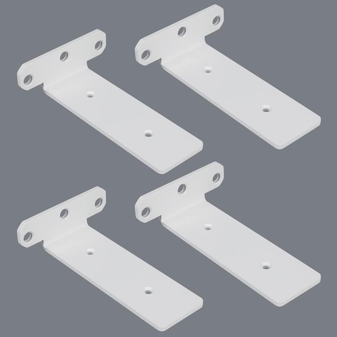 Alise Floating Shelf Brackets,White L Bracket for Shelves Heavy Duty Thickened and Widen Hidden Brace Joint Angle Brackets for Wooden Board Hanging Supports Blind Shelf Wall Mount 6 Inch,Pack of 4
