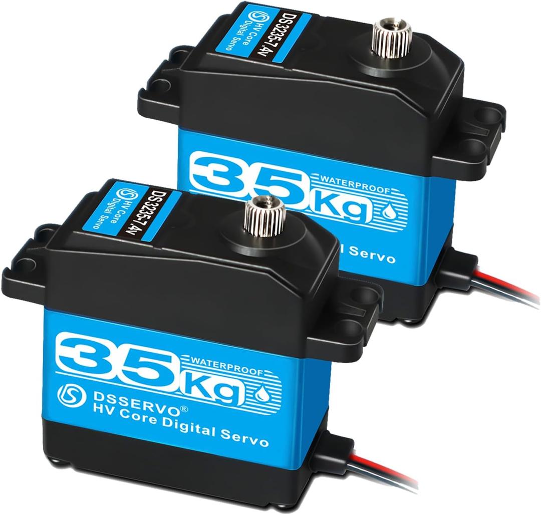 Pack of 2 RC Servo 35KG Steering Servo 7.4V Digital Motor Stainless Steel Gear High Torque Waterproof for DIY Robotic RC Cars