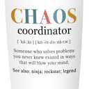 TEEZWONDER Thank You Gifts for Women - Chaos Coordinator 20 oz Stainless Steel Insulated Tumbler with Lid - Galentine Valentine Gifts for Friend, Employee Appreciation Gifts for Coworker Boss Teacher
