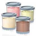 For Ninja Creami Pints and Lids-4 Pack, 16OZ Container Compatible with NC299AMZ & NC300s Series Ice Cream Makers, Extra Cups Replacement for Ninja Creamy Containers Airtight Anti-slip Dishwasher Safe