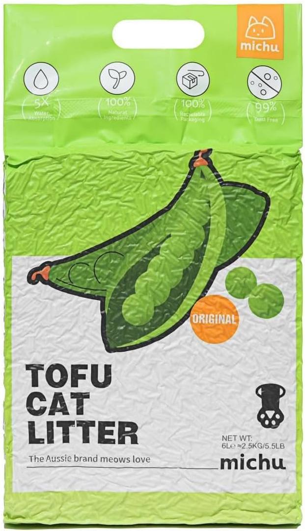 Michu Tofu Cat Litter 2.5kg/5.L Cat Litter (Original)