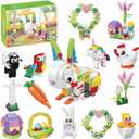 12Pcs Easter Egg Fillers Building Kits, Easter Rabbit 12 in 1 Building Blocks Set, Easter Bricks Toy Gift Easter Egg Fillers, Easter Basket Stuffers, Easter Party Favors for Kids 6+