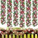 50 Feet Christmas Tinsel Garland with Snowflake Christmas Tree,Christmas Garland Decorations with Glitter Foil,Shiny Metallic Twist Garland for Xmas Tree,Home Mantle,Staircase Railing (50FT-Green Red)