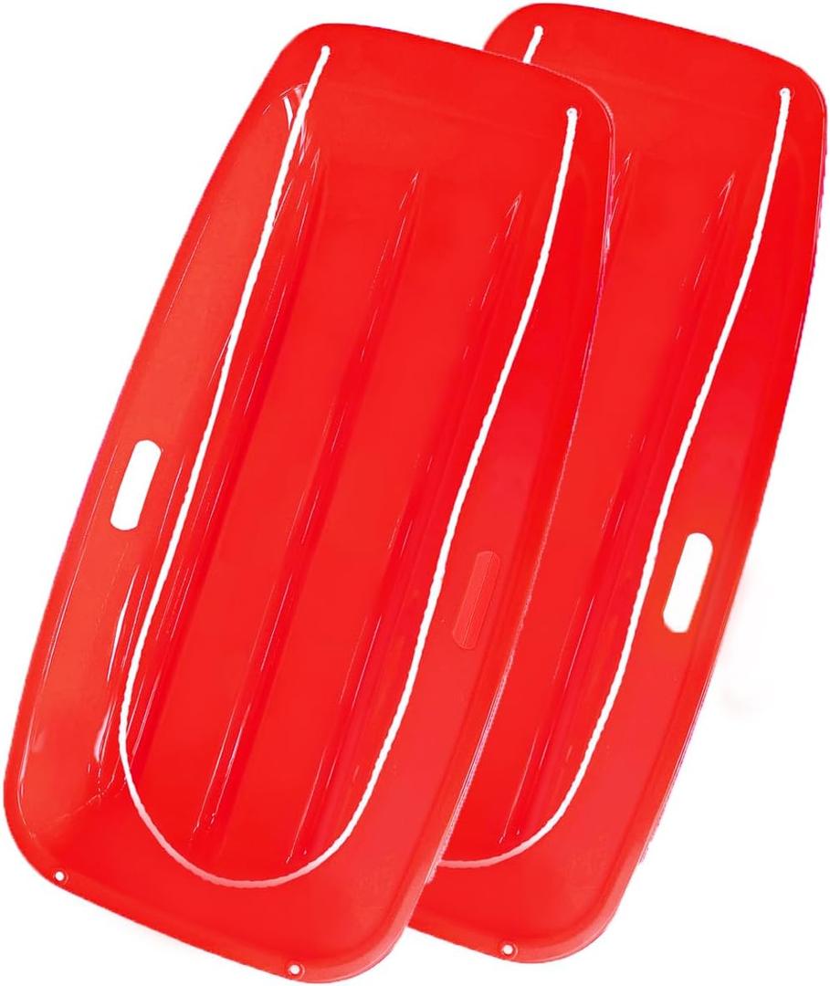 Snow Sled for Adults, Plastic Sled with 2 Pull Ropes and Handles for Winter Fun | Durable Winter Outdoor Toys for Snowy Hills