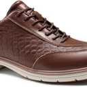 Men's Orthopedic Business Dress Walking Shoes - Comfortable Arch Support Plantar Fasciitis Leather Wingtip Formal Oxford - Flat Feet Casual Cap Toe Tuxedo Patent Sneakers for Foot Heel Pain Relief (8, W2-dark Brown)